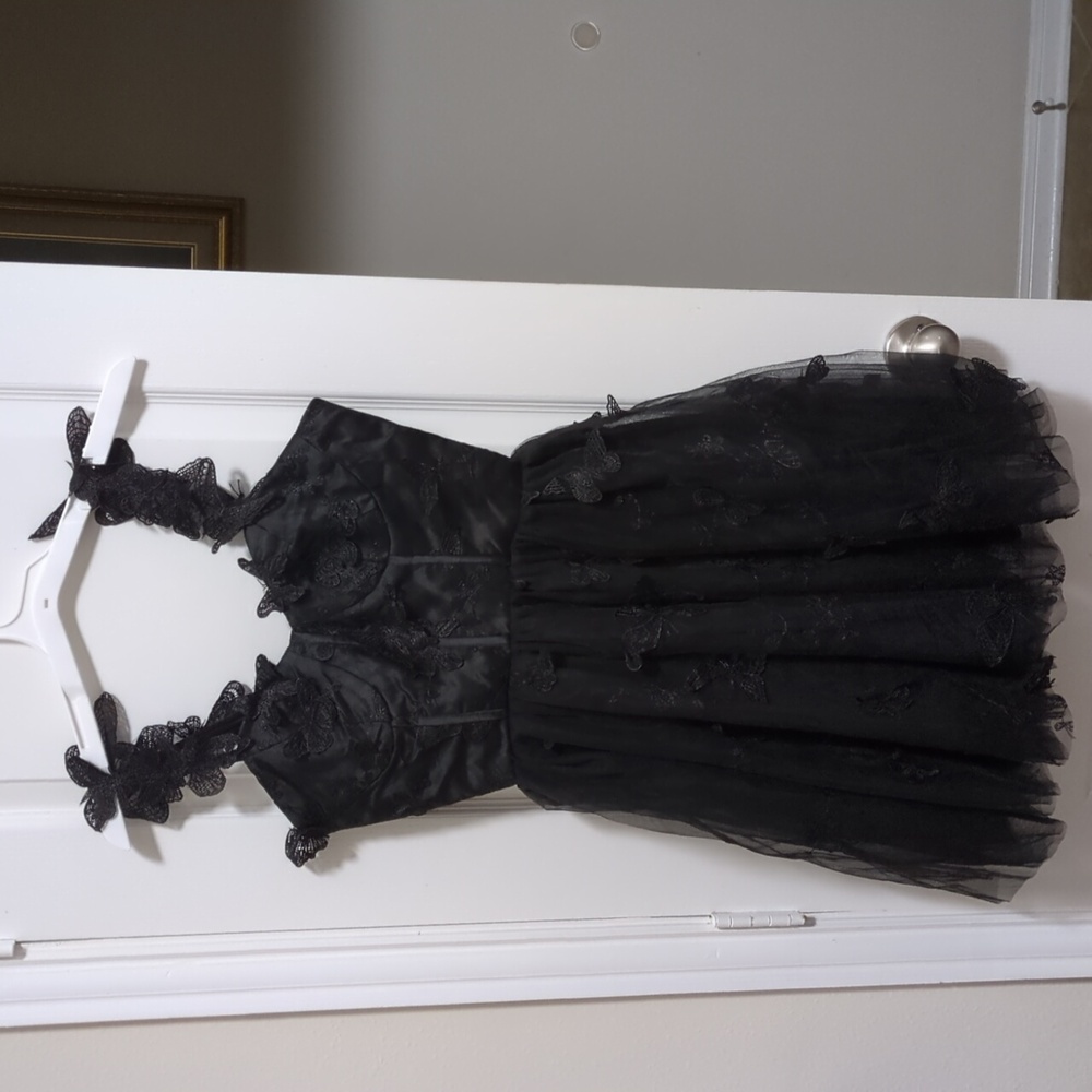 Gothy Black Butterfly Mini Cocktail Dress